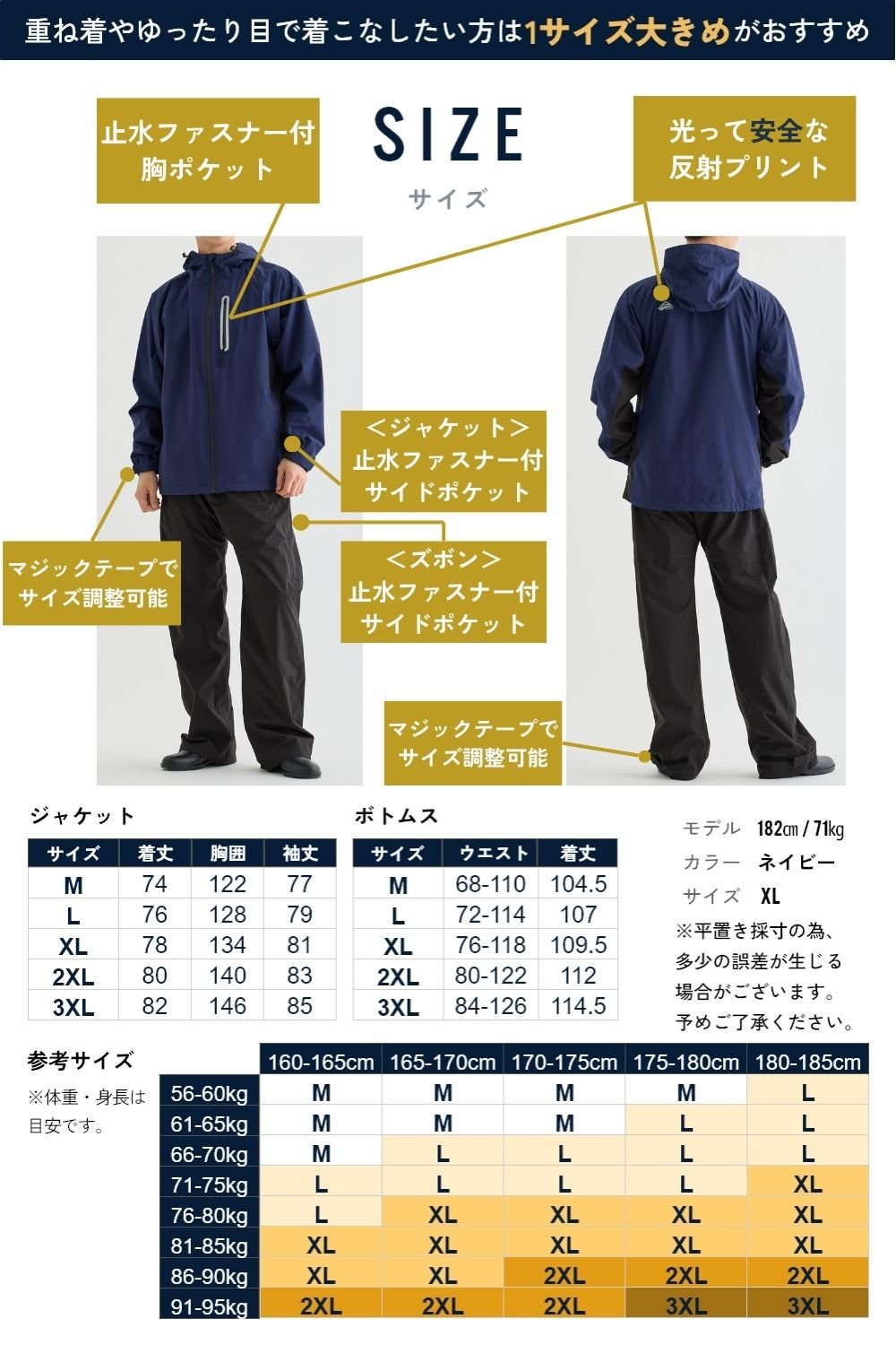 自転車用レインウェア上下 [BE133] - BENQUE - store