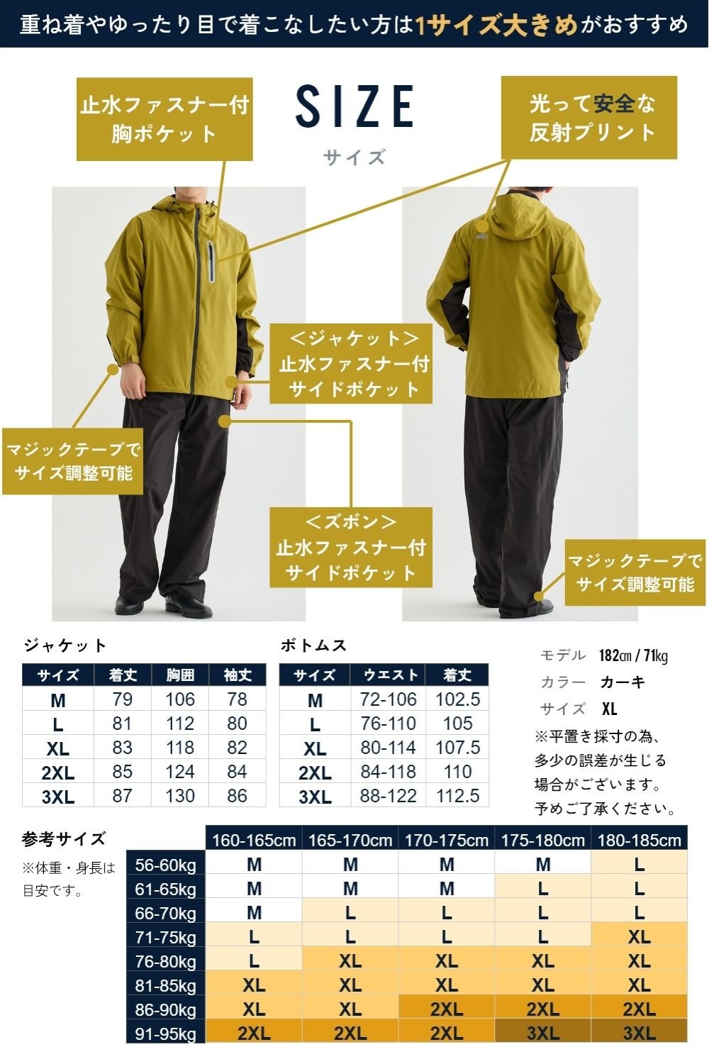 自転車用レインウェア上下 [BE133] - BENQUE - store