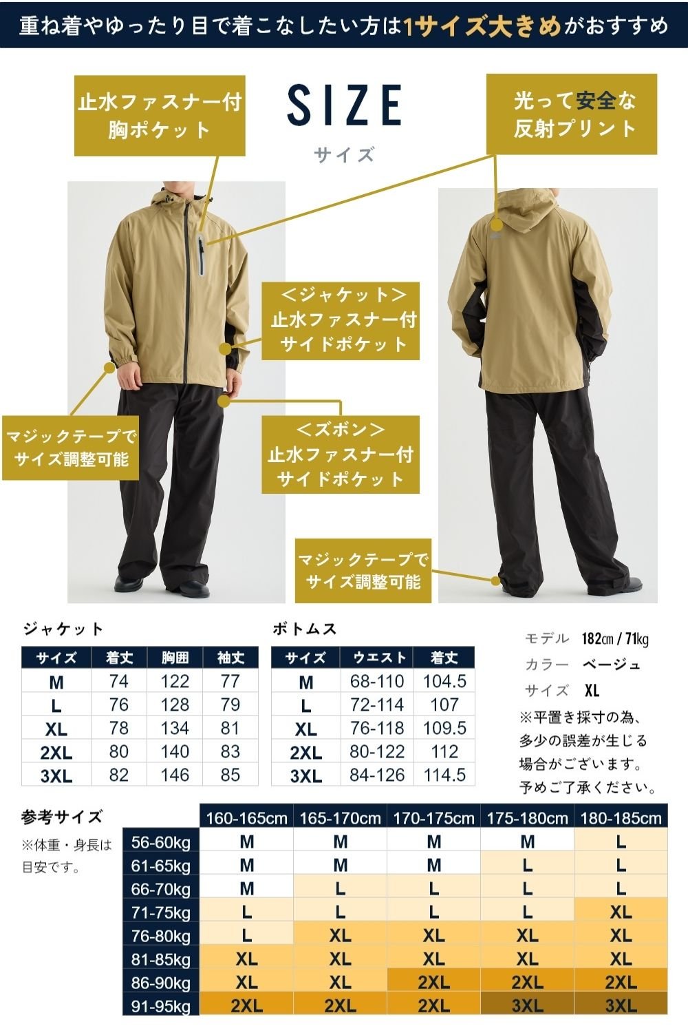 自転車用レインウェア上下 [BE133] - BENQUE - store